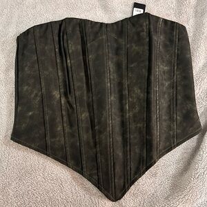 Olive faux leather corset